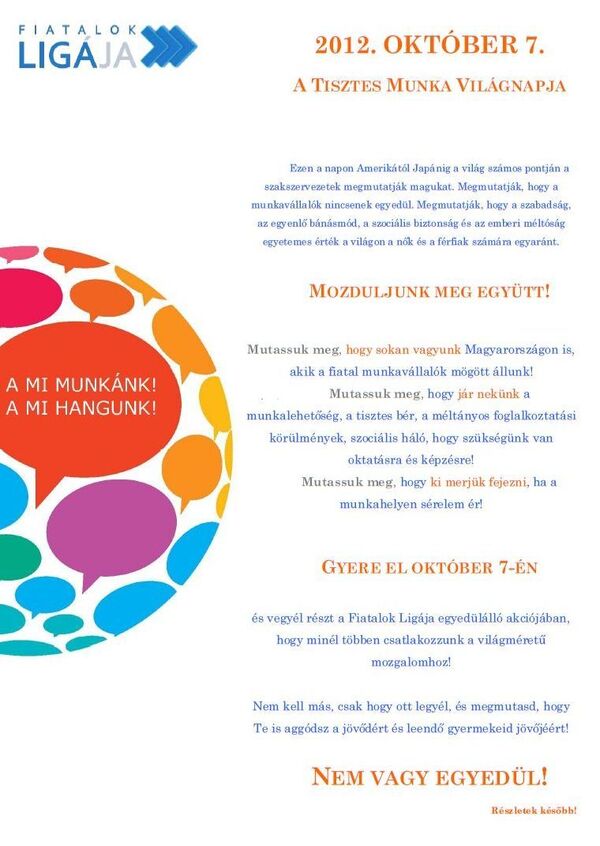Még egy hónap a Tisztes Munka világnapjáig!