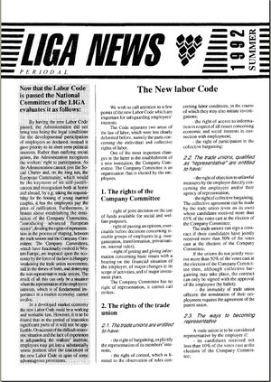 LIGA News 1992. nyár (angol nyelvű)