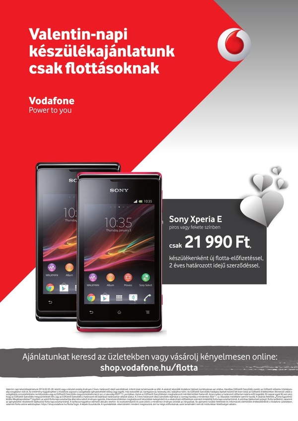 Valentin-napi flotta ajánlat a Vodafonetól