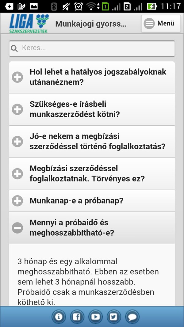 Munkajogi gyorssegély - LIGA mobil alkalmazás