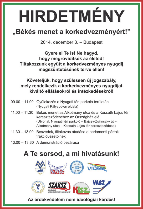 Békés menet a korkedvezményért!