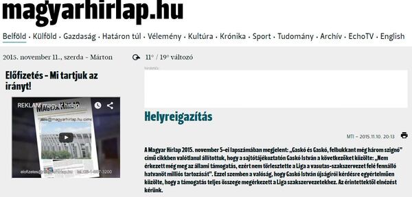 Hazudott, így most helyreigazítást közölt a Magyar Hírlap